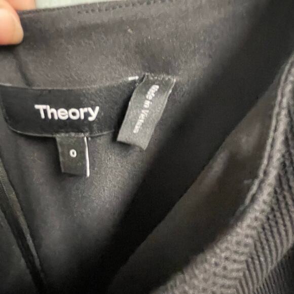 Theory Textured Little Black Dress Size 0 Mini Skater Cocktail Classic Event - Picture 4 of 5